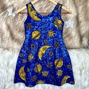 Vintage Little Attitudes Beaded & Sequins Space Dress